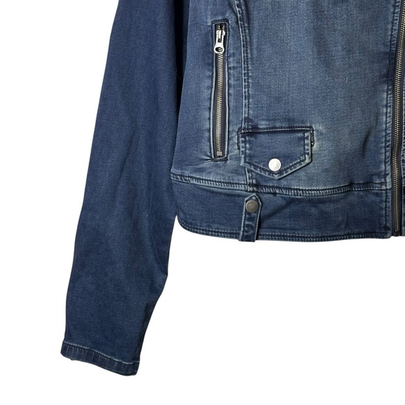 Torrid Stretch Denim Moto Jean Jacket 2/2X Trucker Biker Cropped #11435288 - Picture 4 of 11